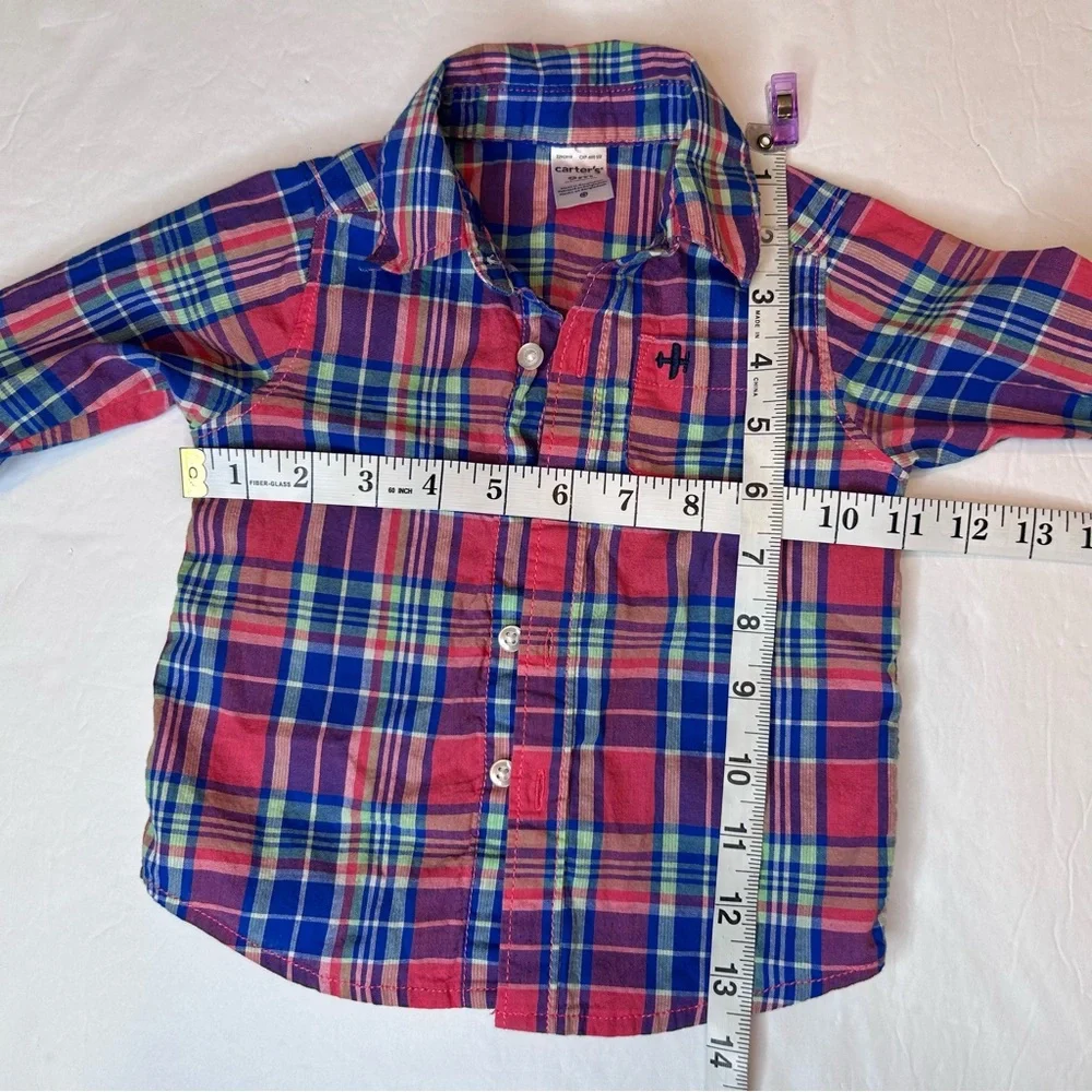 Carter's Red and Blue Plaid Button Down Shirt Boy’s Size 9M